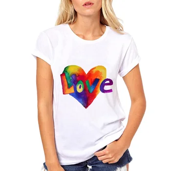 

Watercolor Love Heart T Shirt Woman Casual White TShort Sleeve Creativity Unimaginable T-Shirt Cool Girls