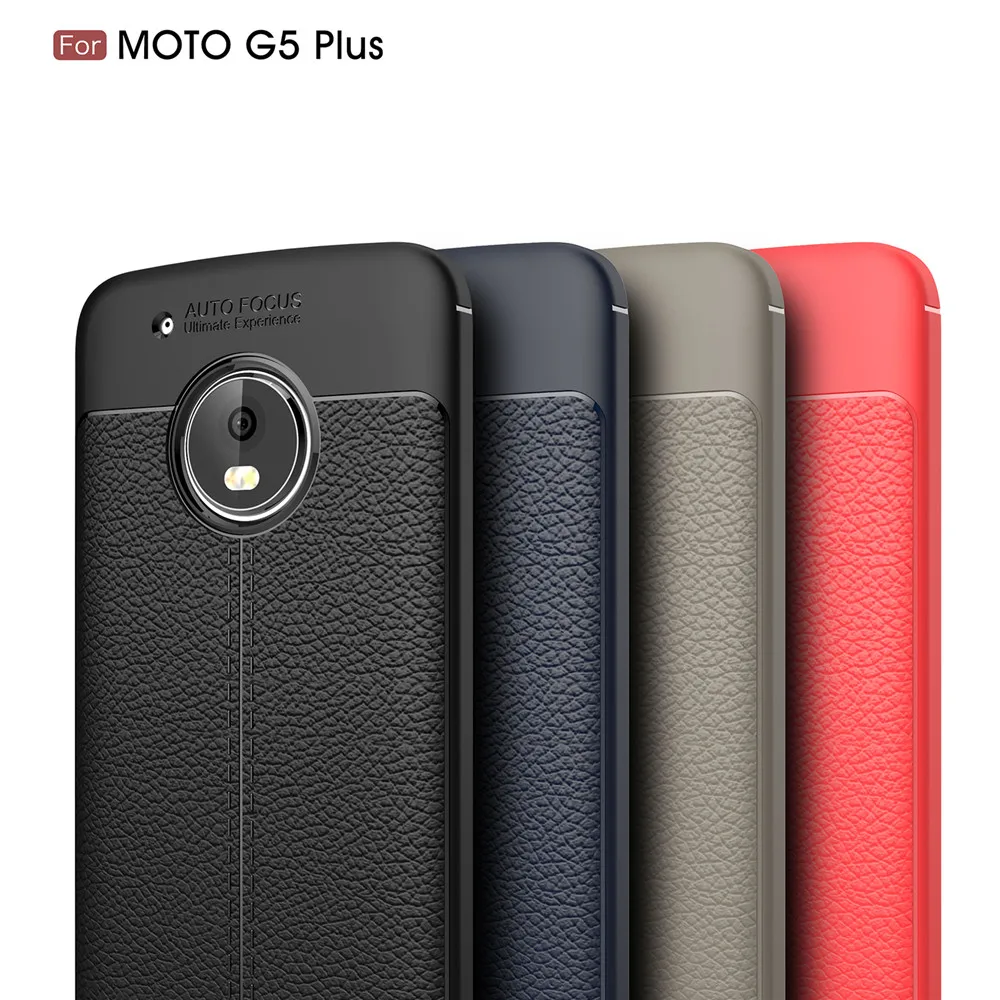 Мягкий матовый чехол с текстурой личи для Motorola Moto G5 противоударный деловой Plus Fundas