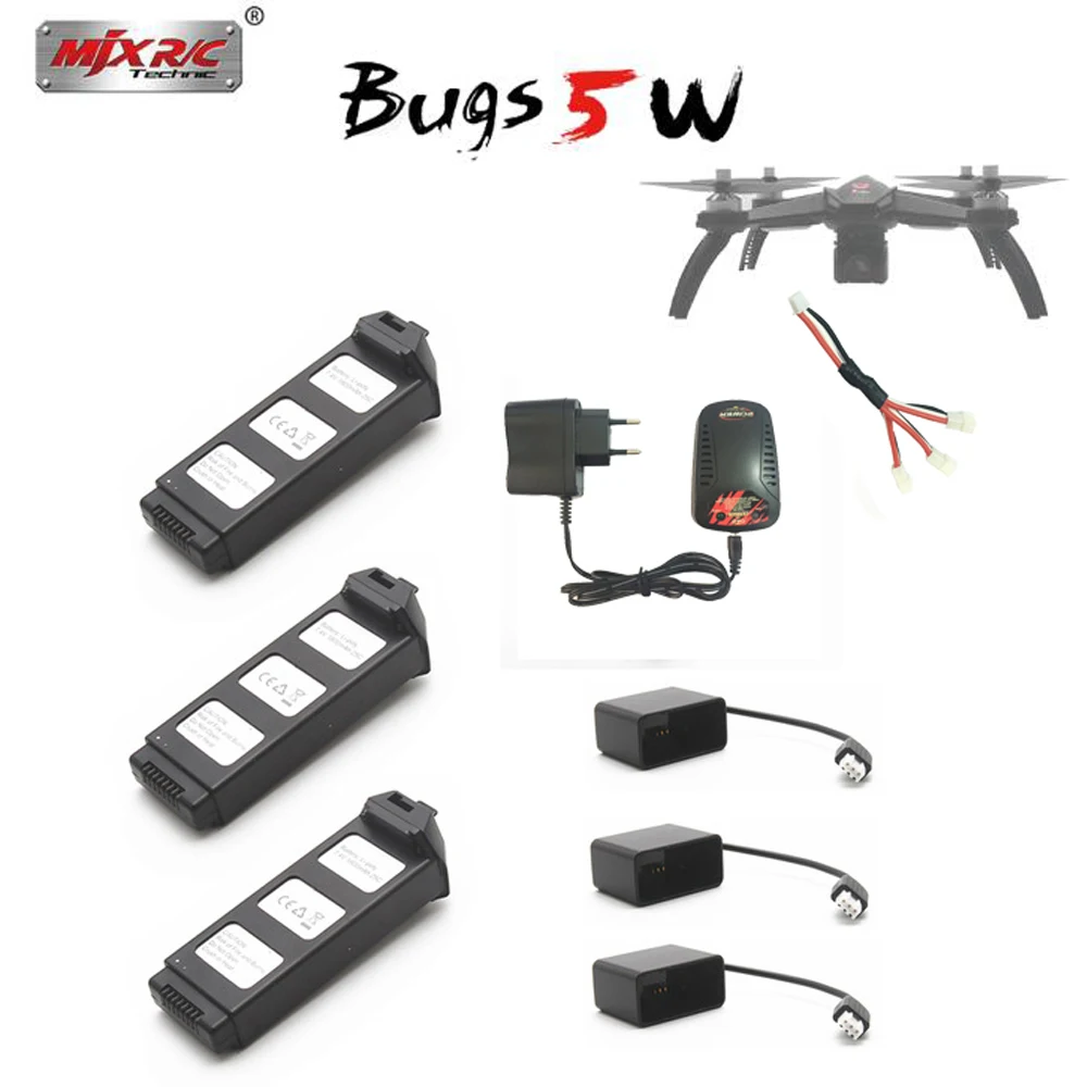 7,4 V 1800mAh Lipo батарея для MJX Bugs 5W RC Квадрокоптер вертолет запасные части B5W зарядное устройство зарядный кабель адаптер Аксессуары