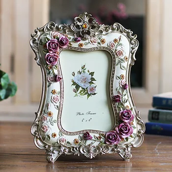 

6-inch Rose Resin Photo Frame Creative Wedding Gift Photo Studio Retro Photo Frame Home Decoration Desktop Arrangements