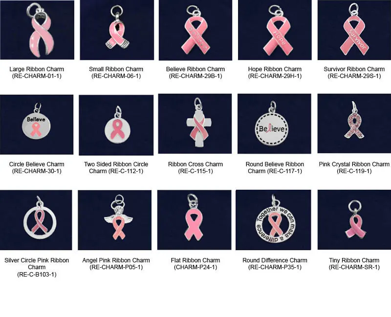 Pink Ribbon Assorted Breast Cancer Charm