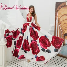 Новая мода, платье трапециевидной формы с цветочным принтом и v-образным вырезом на заказ, сексуальные вечерние длинные платья с перекрестной спиной для выпускного вечера