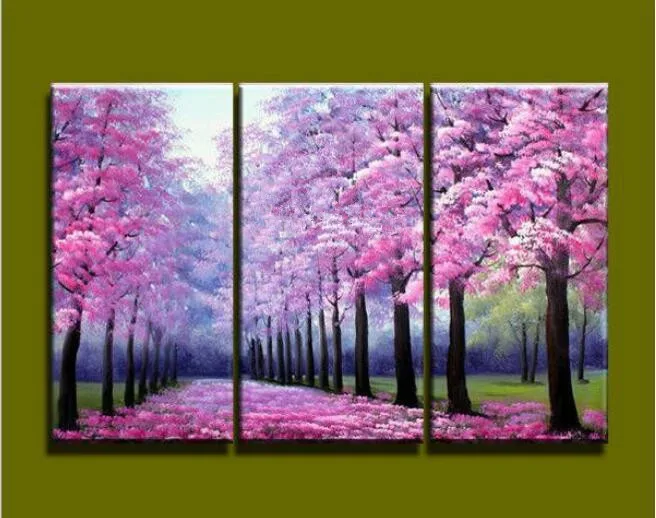 3 Piece Modern Canvas Wall Art Triptych Acrylic Pink Blossom Tree Oil Painting Canvas For Living Home Bedroom Decoration Oil Painting Canvas Oil Paintingtree Oil Painting Aliexpress
