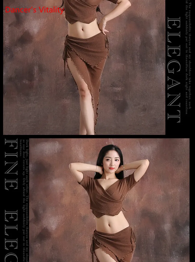 New Summer Belly Dance Size Dance Fash Water Garn Suit Costumes Oriental Dance Performance Set Top+Skirt 2pcs