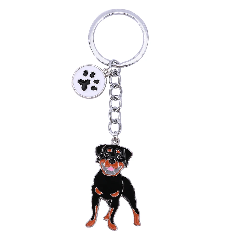 

Rottweiler Dog Pendant Key Chains for Men Women Silver Color Alloy Metal Bag Charm Male Female Car Keychain Key Ring Holder