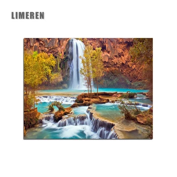 

Frameless Waterfall Rock Painting By Numbers River Landscape Modern Wall Art Picture