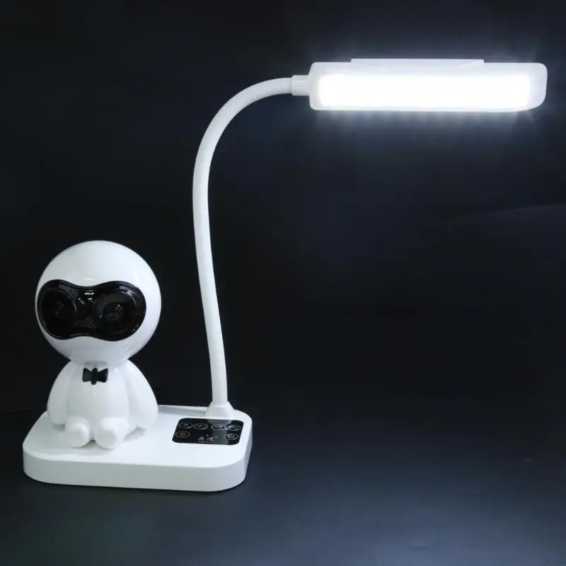 

White Student Reading Desk Table Lamp Wireless Bluetooth Speaker Supports Children Eyes Protect Light Three Level Lighting