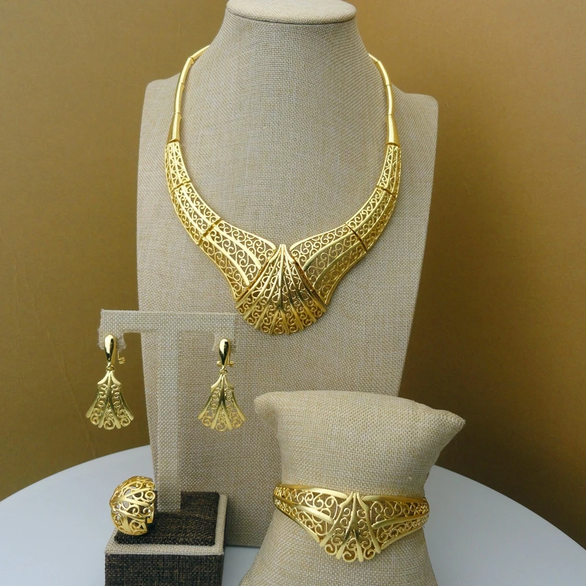 

Yuminglai Dubai Gold Jewelry African Fashion Jewelry Sets Women FHK5435