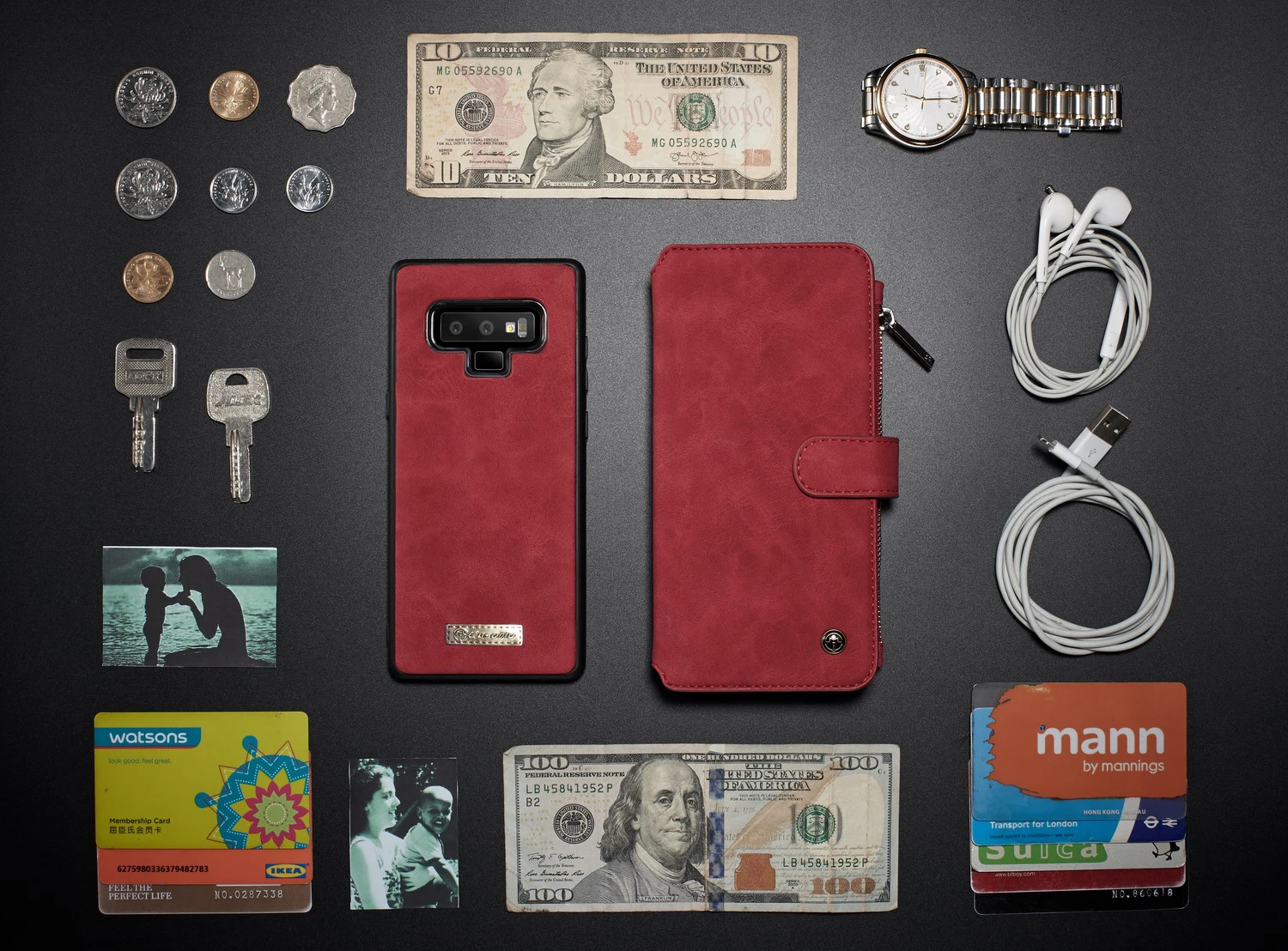 CaseMe для samsung Note 10 8 9 Note10+ кошелек на молнии с магнитной крышкой Ретро чехол из натуральной кожи для samsung Galaxy S10 S9 S8 Plus