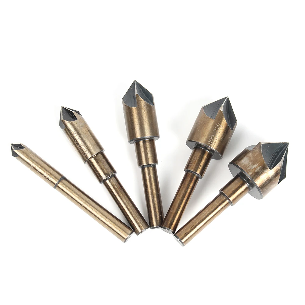 1Sets Hss 5 Flute Countersink Bits Chamfer Cutter Drill Bit Woodworking