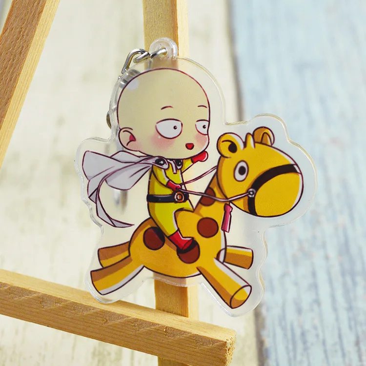 Аниме One Punch Man Saitama Sensei очень милый двойной принт акриловый брелок для ключей