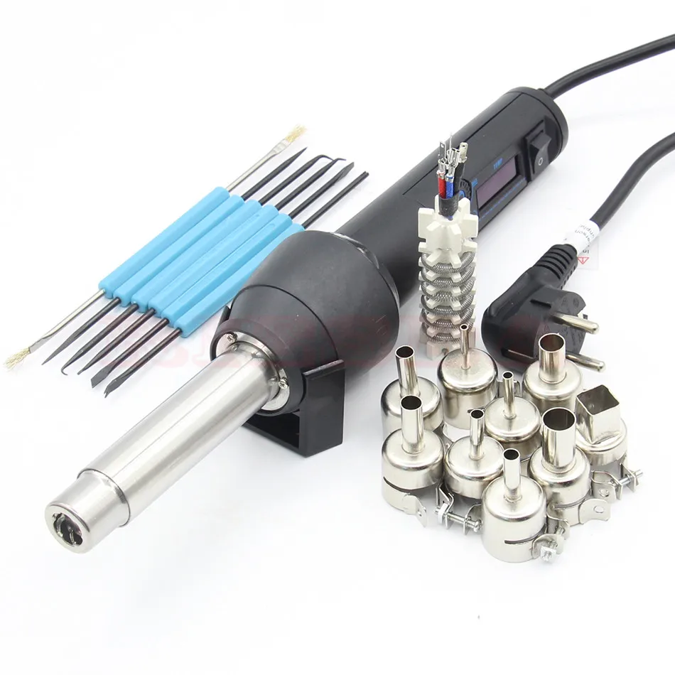 Kopen RIESBA 8858LCD 220 v amp; 110 v EU US 650 w LCD Verstelbare Elektronische Warmte Hot Air Gun Desolderen soldeerstation IC SMD BGA