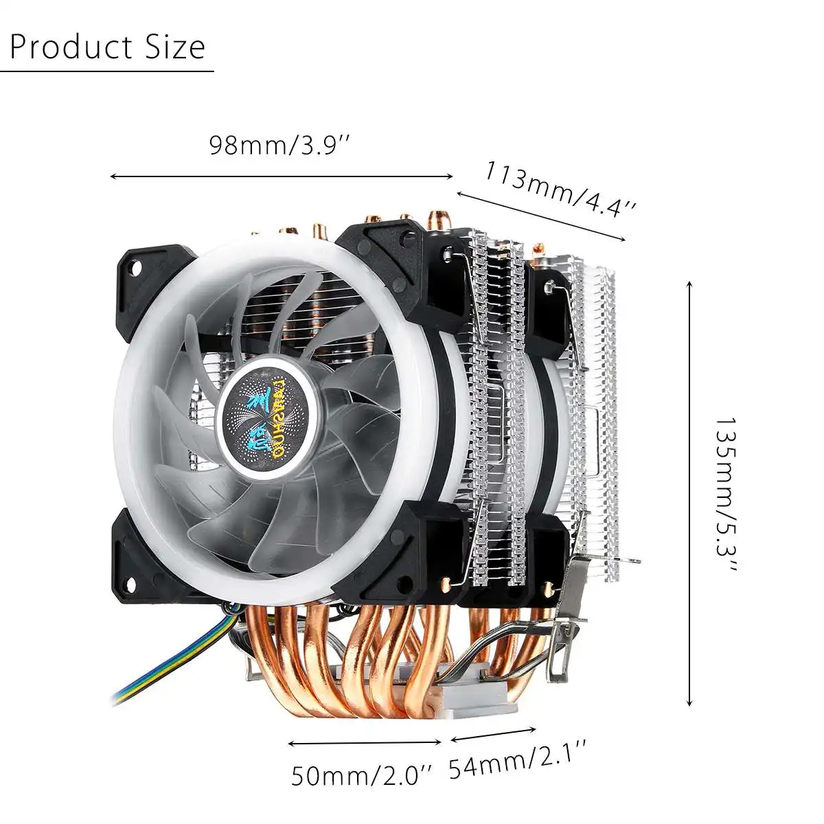 6 с тепловым стержнем heat pipe двойная башня Процессор кулер для Intel 775/1150/1151/1155/1156/1366 ВСЕ для AMD 4Pin RGB светодиодный вентилятор охлаждения тихий вентилятор Cooler Радиатор