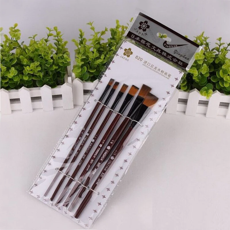 6PCSset Professional Imported Nylon Hair Artist Paint Brushes Set for Artist Watercolor Drawing Acrylic Oil Painting Tools  (2)