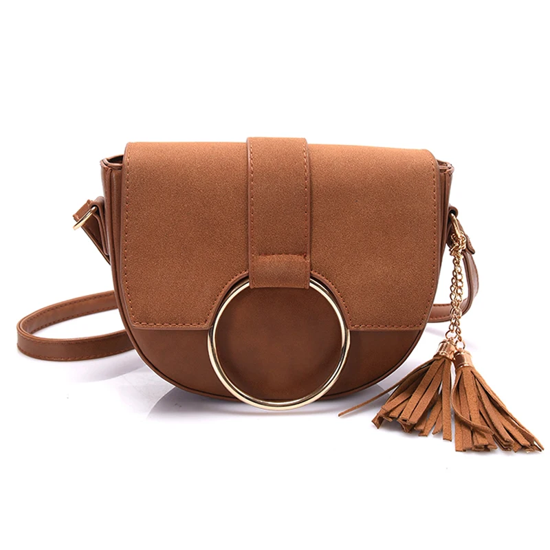 Vintage Nubuck Pu Leather Saddle Bag Purses Tassel Women Vintage Nubuck Pu Leather Saddle Bag Purses Tassel Women