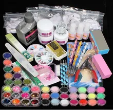 Лидер продаж 42x акриловый Фрезер для ногтей cо шлифовальными арт пудра для кончиков волос жидкости кисточки яркие кусачки набор праймера на...(China)