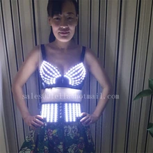 Wholesale 5 Sets Led Luminous Sexy Lady Clothing Led Bra and Girdle For Night Club Led Illuminate Sexy Women Suit