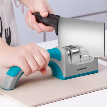 

1Pcs SkyBlue Black Unloadable Knife&Scissors Sharpener Manual Household Utensils Sup-Quality Multifunction 23.7cm*5cm*6.7cm