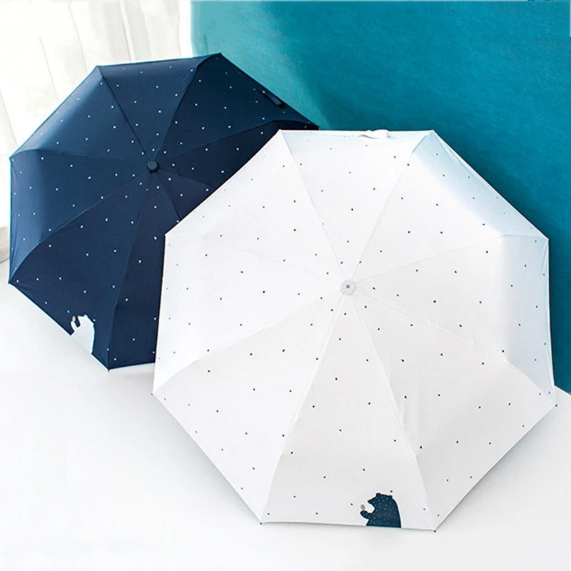 Полностью автоматическая машина для Для женщин Зонт от дождя милое анти-УФ трехкратно складываемый зонтик Водонепроницаемый прочный карманный зонтик подарок для детей
