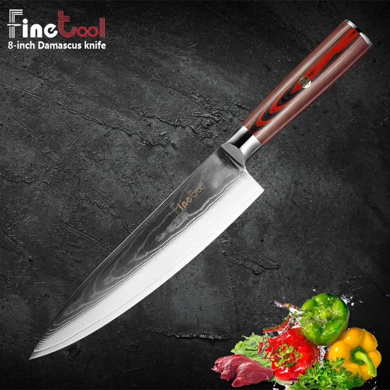 

Chef Knife Damascus Knives Japanese Kitchen Knife Damascus VG10 67 Layer Stainless Steel Knives Ultra Sharp pakka wood Handle
