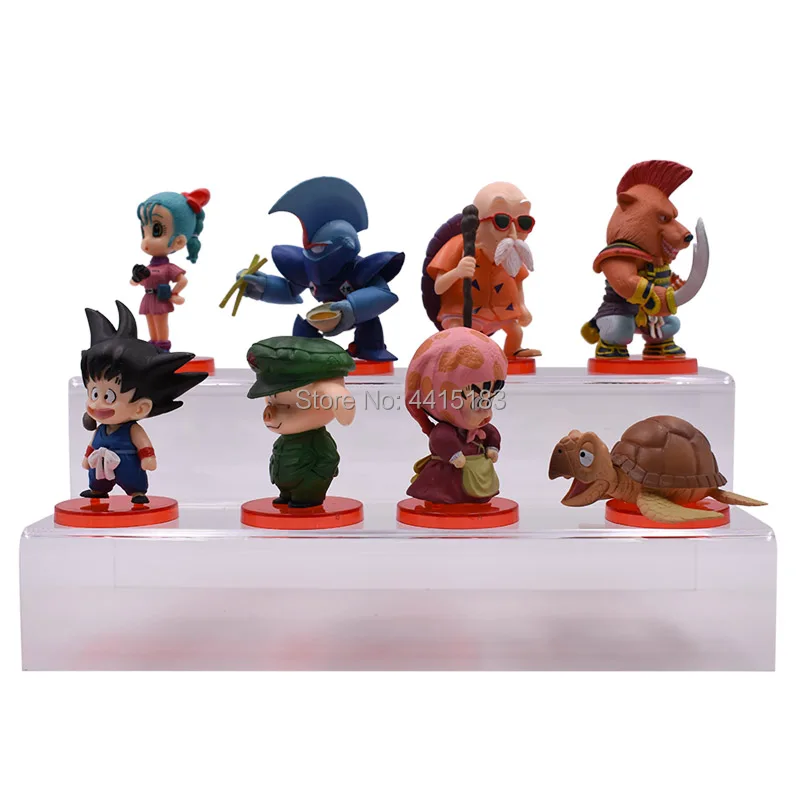 8 PCS/SET Anime Dragon Ball Z Deformation Chichi Goku Master Roshi Gogeta Gotenks Oolong Action Figure PVC Collectible Model Toy