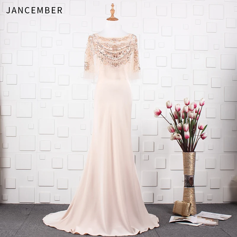 JANCEMBER vestido longo festa noite Бисер с украшением в виде кристаллов кисточками и узором