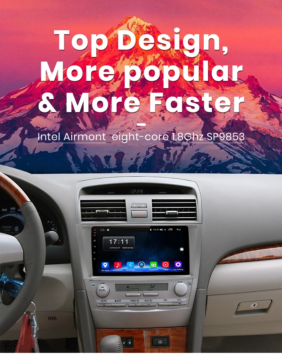 Excellent AWESAFE 2 Din 4+64GB Car Radio 9" HD Multimedia Player  GPS Touch Screen Auto audio Car Stereo For Toyota Camry 40 50 2007 2008 2