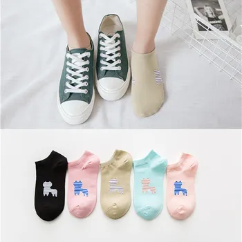

ZDL-187 Cute Comfortable Cartoon Trendy Alpaca Women Cotton Ankle Low Cut Sock 10 pairs