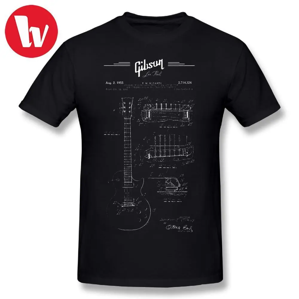 

Gary Moore T Shirt Print Guitar Patent Drawing 1955 - Blueprint - Music Tee Shirt 100% Cotton Casual T-Shirt
