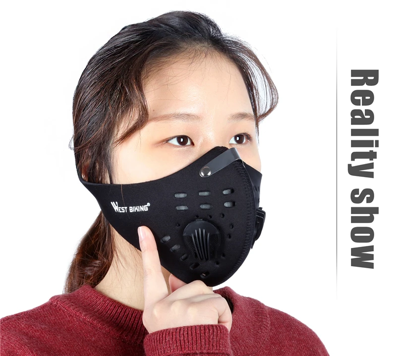 WEST BIKING велосипедная маска для лица, тренировочная маска для велосипеда, велосипедная маска с активированным углем, анти-Дымчатая/PM2.5, Пыленепроницаемая маска для лица, велосипедная маска