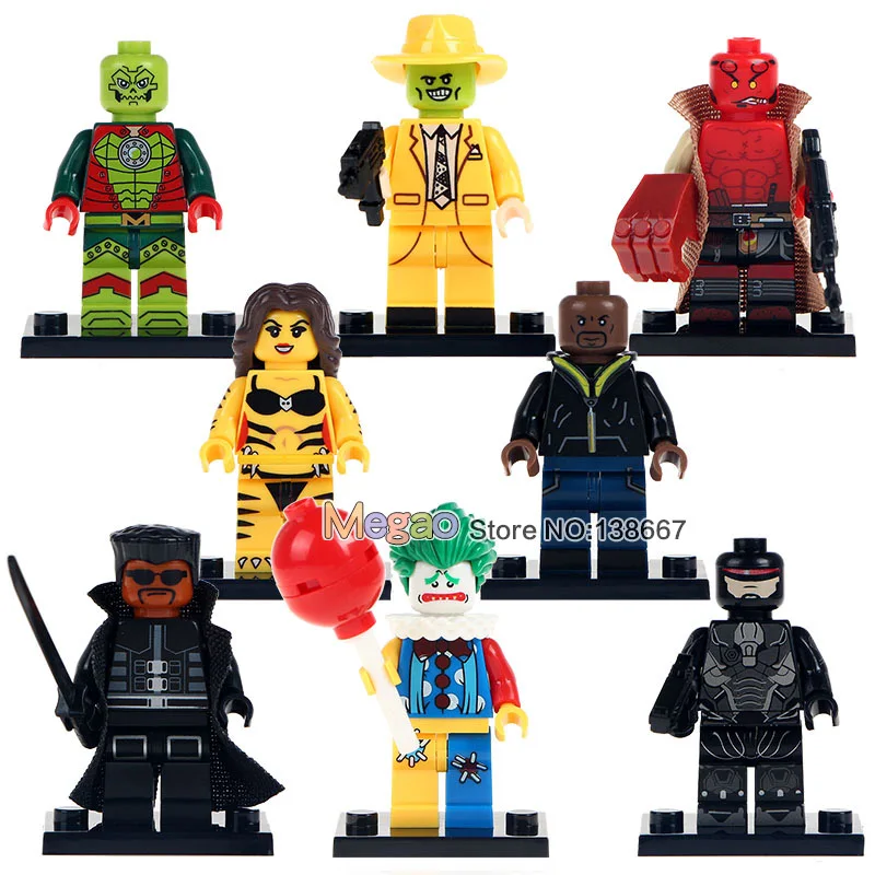 

8 pcs/lot WM6020 Metallo Stripper The Joker The Mask Hell Boy Fixer Thuderbolts Luke Cage Blade Super Heroes Building Block Toys