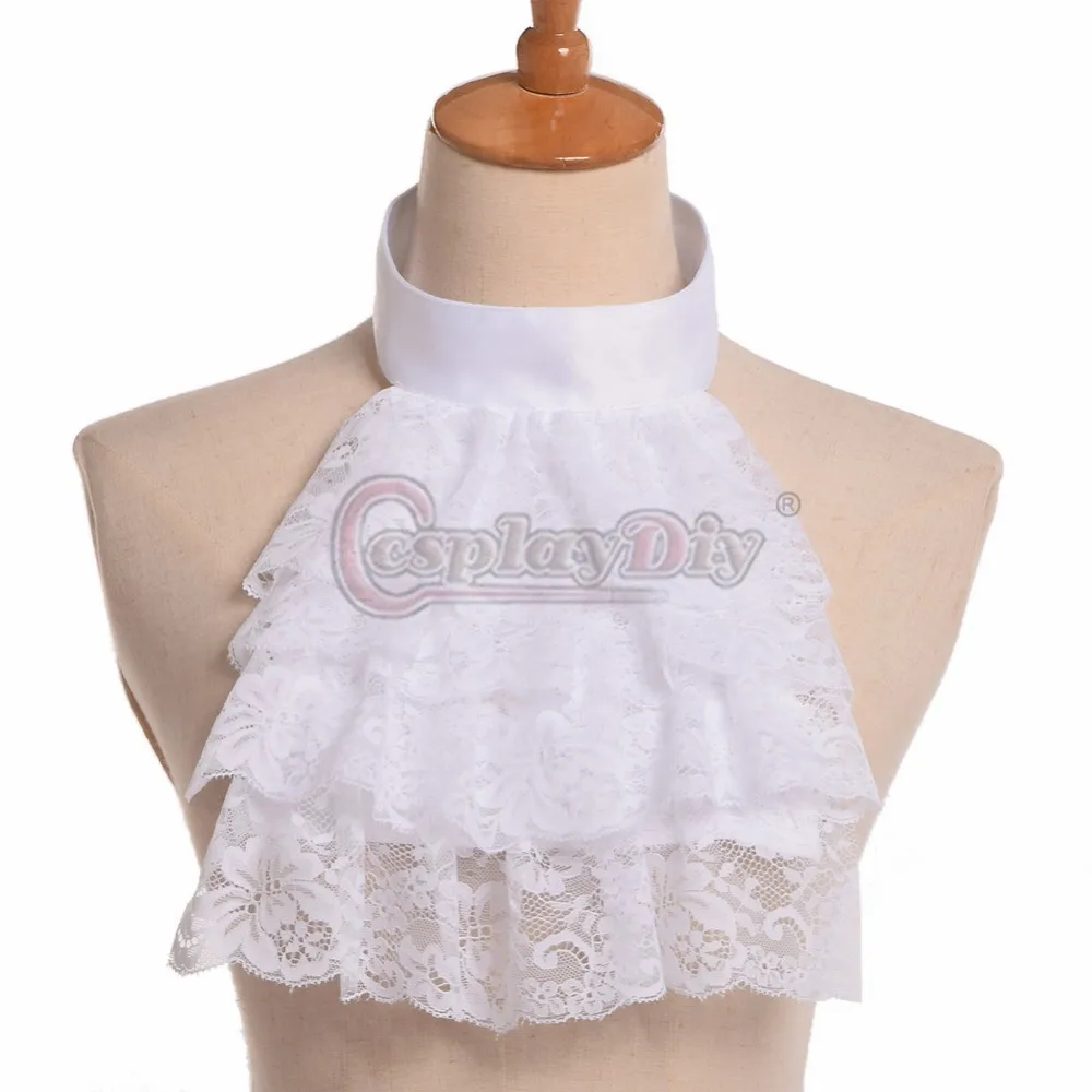 Vintage-Detachable-Lace-White-Ruffles-Jabot-Collar-Victorian-Steampunk-Cosplay-Props