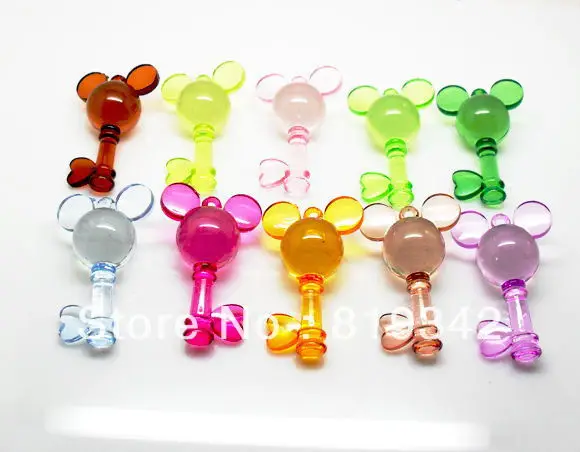 

Free Shipping 20pcs/lot Random Mixed 45x28mm Charm Mickey Head Transparent Acrylic Key Pendants Wholesales