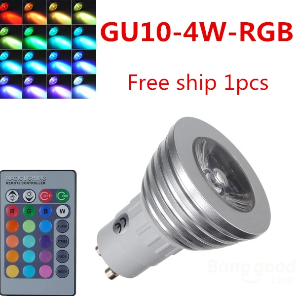 

RGB Bulb Cob GU10 LED Spotlight 4W LEDS AC110-245V 220V Bulbs 24 Keys IR Remote Lights For Home Bar Party Lighting RGB LED Lamp