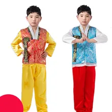 Летний детский корейский национальный костюм мужской Традиционный корейский Костюм-ханбок 3 шт. дети Азиатский Национальный корейский традиционная одежда