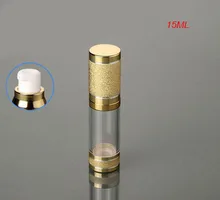 100 stks 15 ML airless fles plastic, groothandel 0.5 ounce plastic lotion airless fles met pomp gold DEKSEL kan gebruikt voor Cosmetische(China)