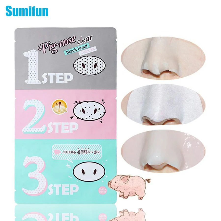 

Sumifun 1PCS Facial Skin Care Head Clean Blackheads Remove Beauticians Holika Pig Nose Acne Mask Stickers 3 Steps Kit C020