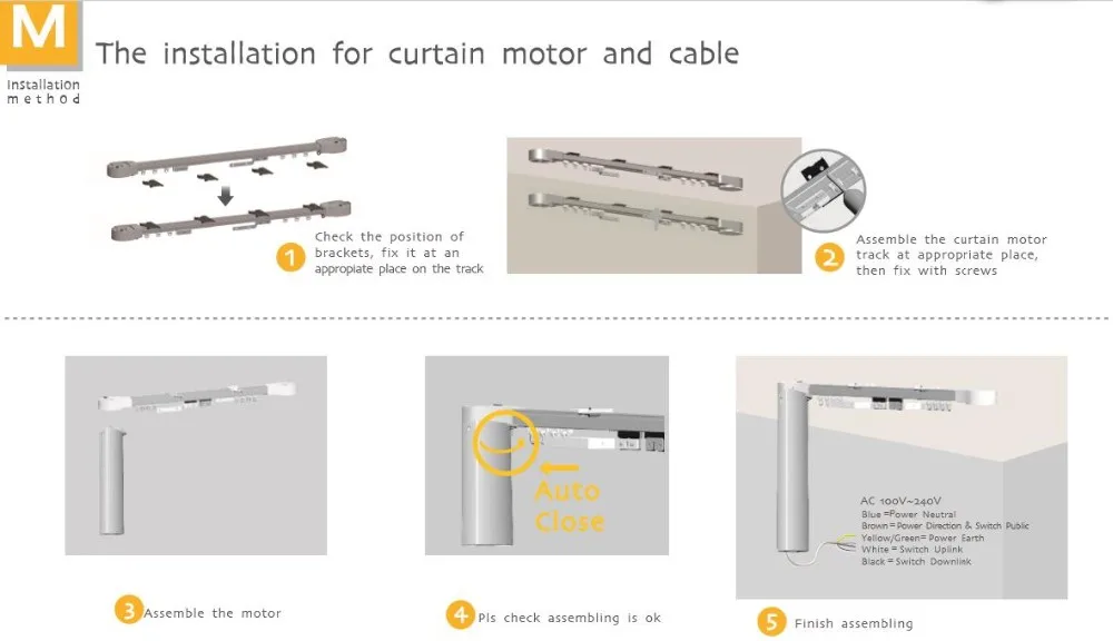 S-type wave curtain motorized electric curtain rail, KT82TS, 4 wires motor