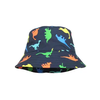 

Blue Children Boy Sun Hat Summer Cotton Bucket Cap Baby Kids Animal Dinosaur Sunhat
