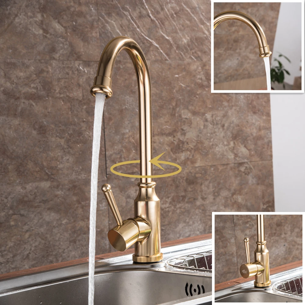 Mixer Hot And Cold Water Classic Kitchen Sink Faucet Space Aluminum Brushed Process Swivel Basin Faucet 360 Degree Rotation Mci4
