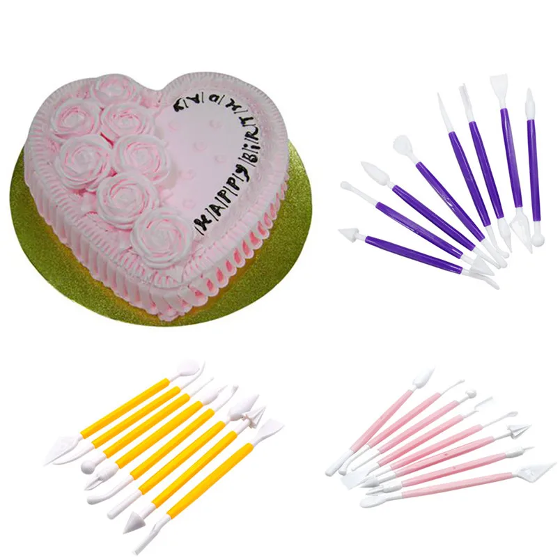 8Pcs Cake carving pen Kit sugar craft Fondant Cake Decorating Modelling Tools Decorations New Cake Tool #3N05 (2)
