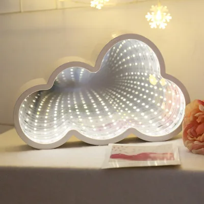 3D креативная Новинка звезды облако туннель лампы бесконечность зеркало светильник светодиодный макияж зеркало милый светильник сердце для детей игрушка подарок - Испускаемый цвет: Could