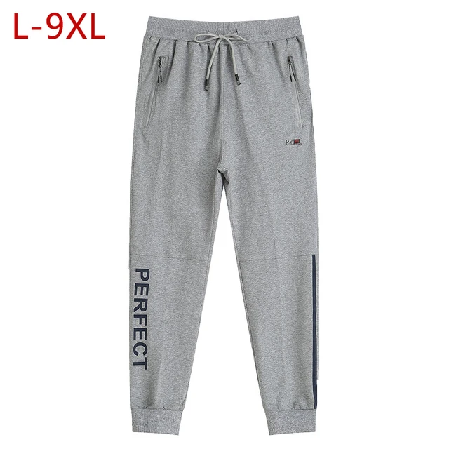 L 9XL Men Cotton Thin Sweatpants Spring Autumn Big Size Male Loose