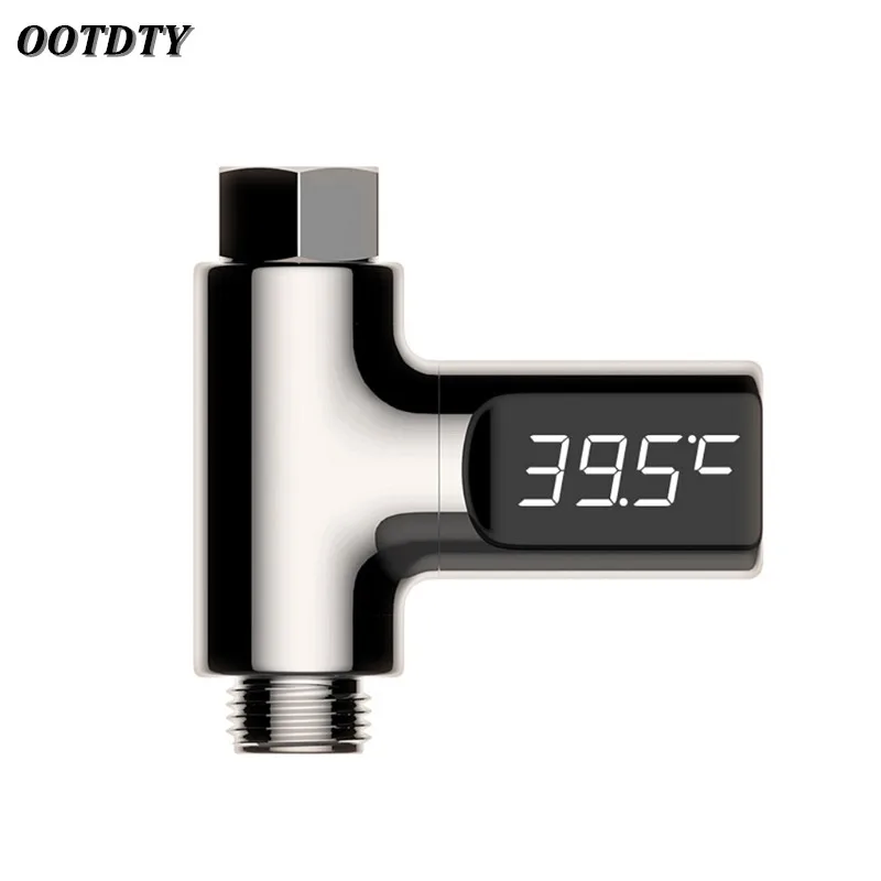 

OOTDTY LED Digital Shower Thermometer Battery Free Real Time Water Temperature Monitor Waterproof