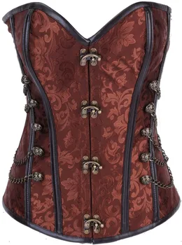 

Top Quality Sexy Push Up Overbust Corset Punk Gothic Faux Leather Lingerie Corselet Steampunk Bustier Plus Size S-6XL
