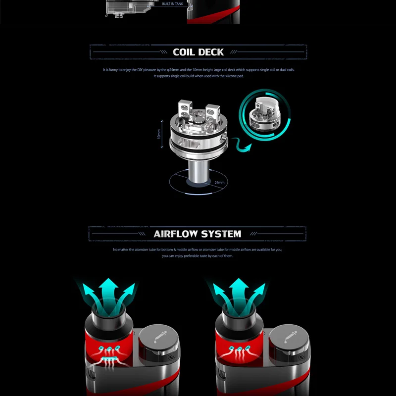 100% Original SMOK Electronic Cigarettes SMOK SKYHOOK RDTA Box Mod Kit Dual Battery Vaporizer 9ml Liquid Atomizer E Cigarettes  (3)