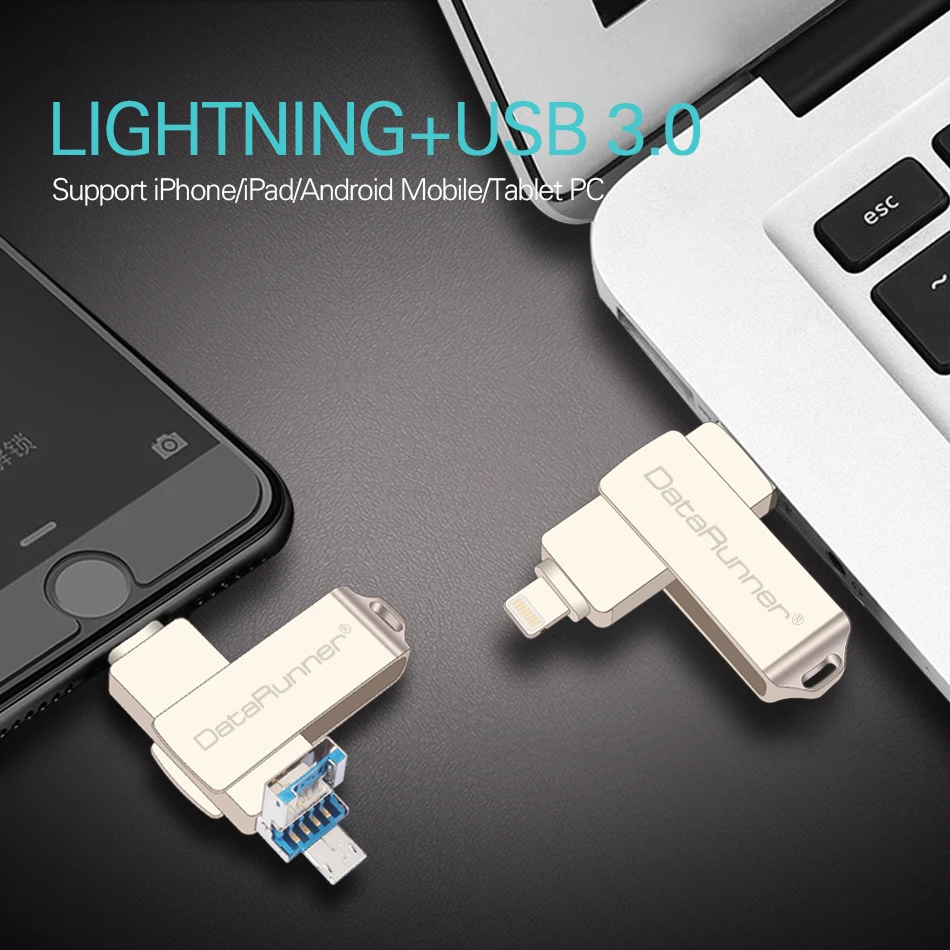 USB флеш накопитель DataRunner OTG Флешка 32 Гб 64 128 ГБ Usb флешки 8 16 usb 3 0 флешка для iPhone XS