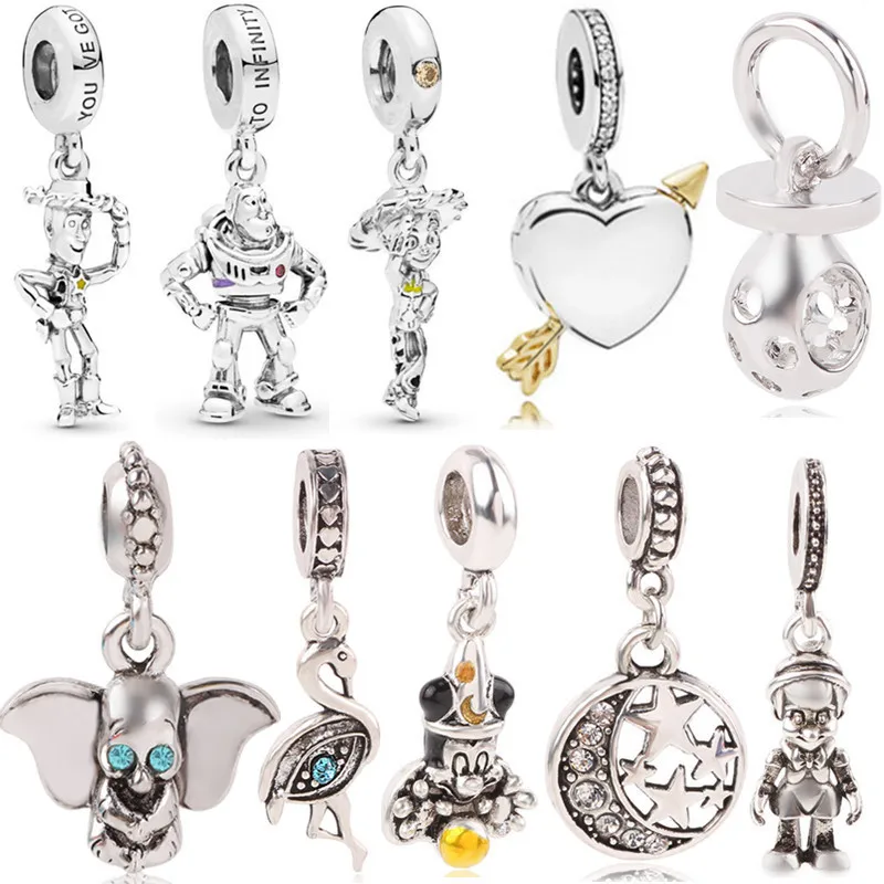 

Couqcy NEW Silver Pixar Toy Story Heart ,Flower,Tower,Tree Bead Charm Fit Pandora Bracelet Pendant charm DIY jewelry For Gift