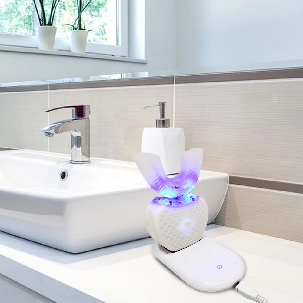 360 Degrees Sonic Automatic Electric Toothbrush USB Rechargeable Intelligent Ultrasonic Silicon Toothbrush 4 Modes U Type Timer 360 Degrees Sonic Automatic Electric Toothbrush USB Rechargeable Intelligent Ultrasonic Silicon Toothbrush 4 Modes U Type Timer