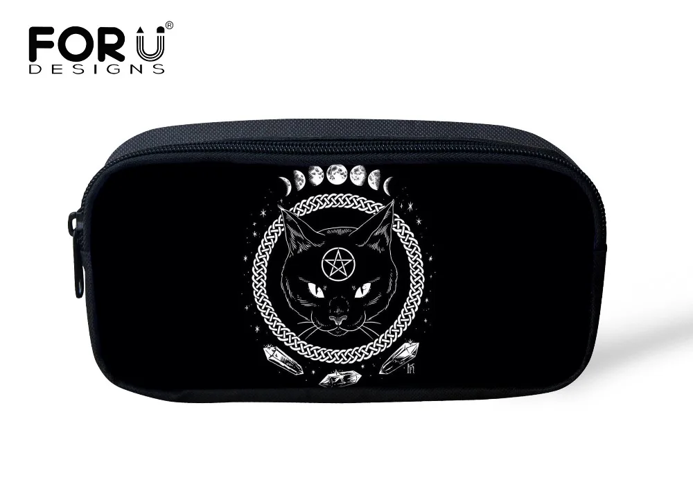 

FORUDESIGNS Women Makeup Bags Gothic Moon Phase Witchcraft Cat Kids Girls Pencil Pen Pouch Cosmetic Bag Travel Beauty Organizer
